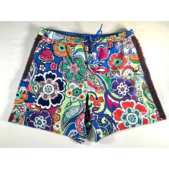 Vintage Tommy Hilfiger Men's Sz Large Hawaiian  Mesh-Lined Swim Trunks 7" Inseam - Picture 4 of 16